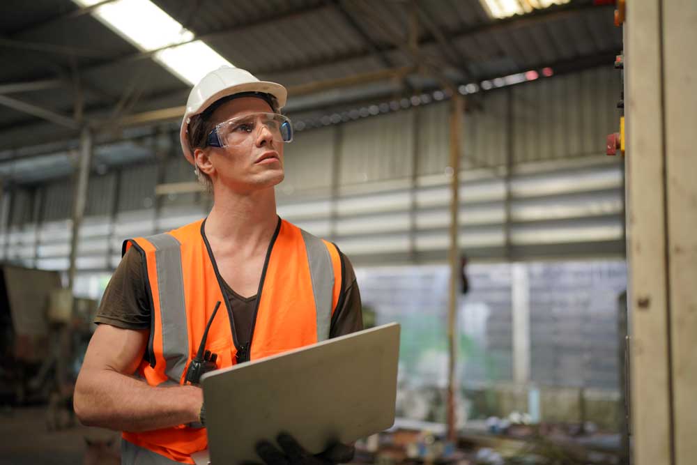 Industrial factory employee working in lean manufacturing