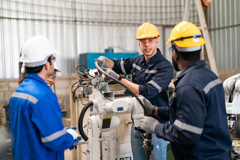 Engineer researching how to eliminate waste in manufacturing